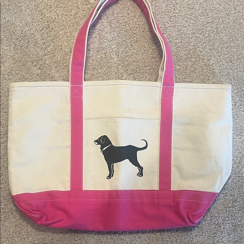 The Black Dog Pink and Cream Canvas Tote/Shoulder Bag